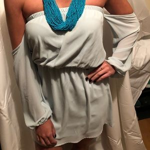 Off the shoulder mint dress